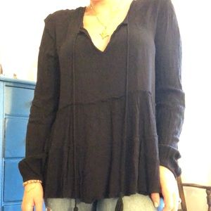 Black Bohemian Flowy Blouse